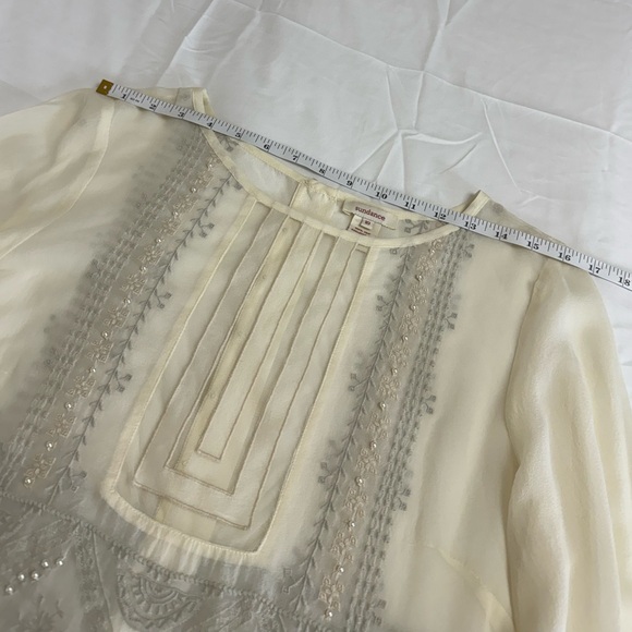 Sundance 100% Silk Beaded & Embroidered Midi Dress Size 10 With Slip Coastal - Picture 11 of 16